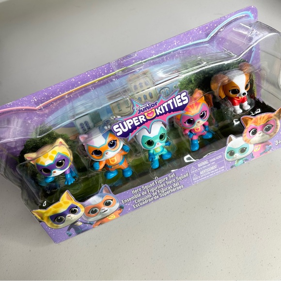 SUPER KITTIES Hero Squad 5 Figure Set Mr. Puppypaws, Bitsy, Buddy, Sparks, Ginny - Picture 1 of 7